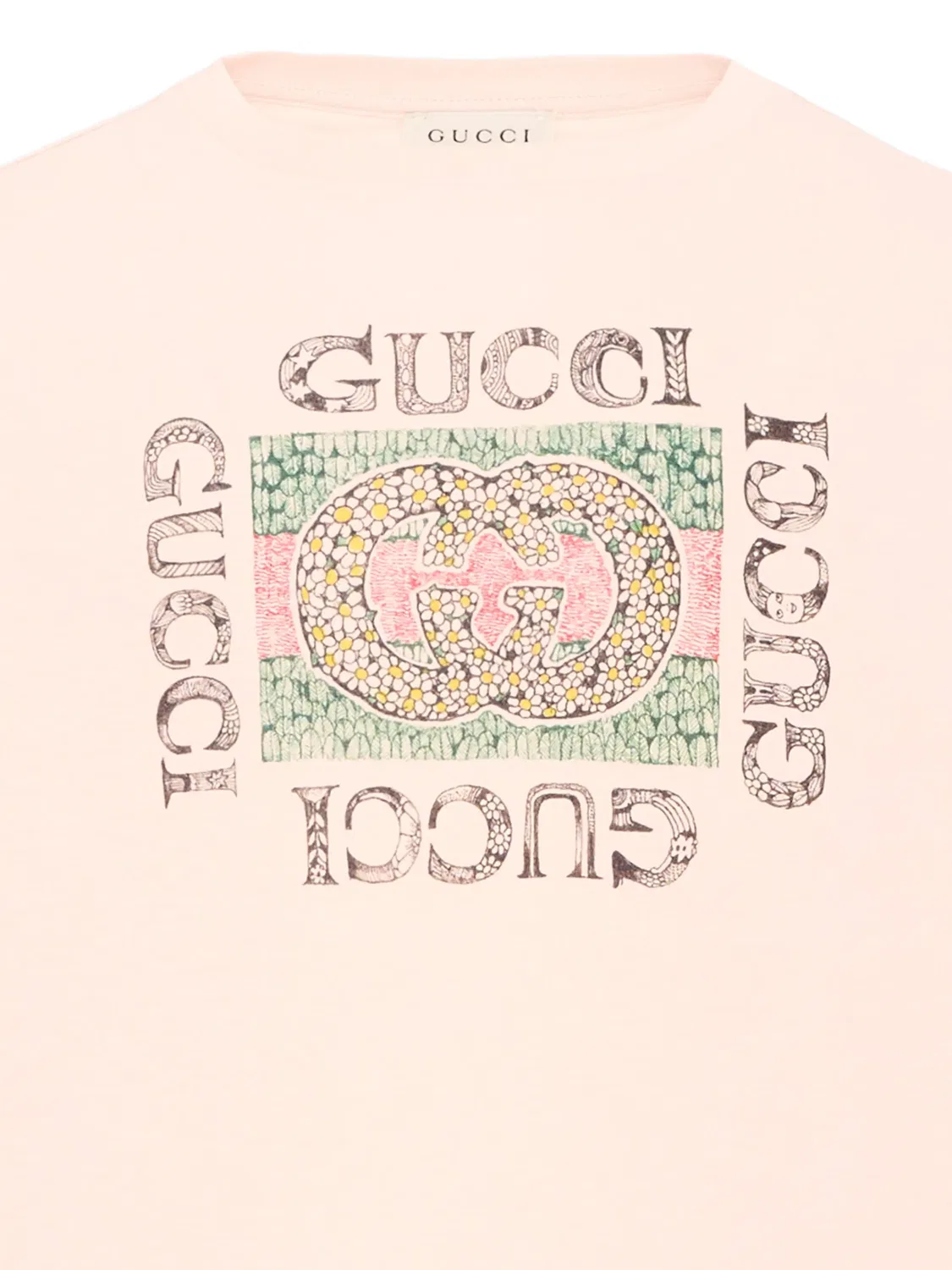 Футболка с логотипом Gucci Kids, нейтральные цвета — фото 3