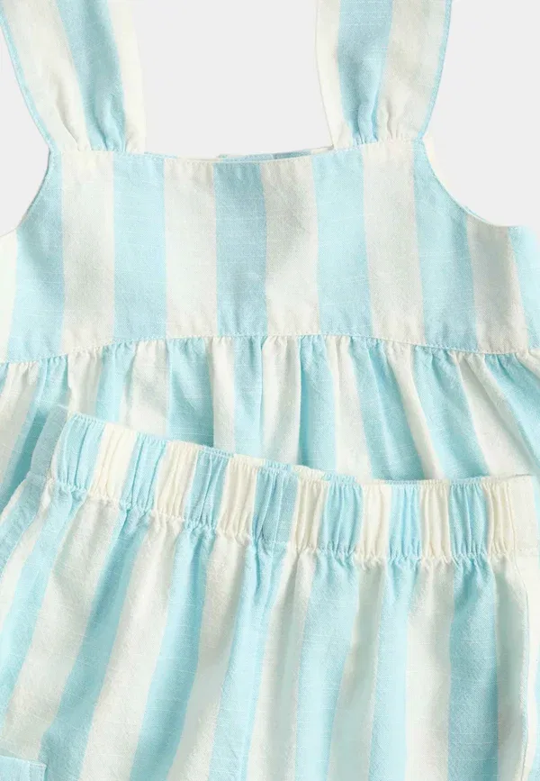 Комплект из двух предметов в полоску, хлопок, 2 piece striped set - брюки, Marks & Spencer Mix, синий — фото 2