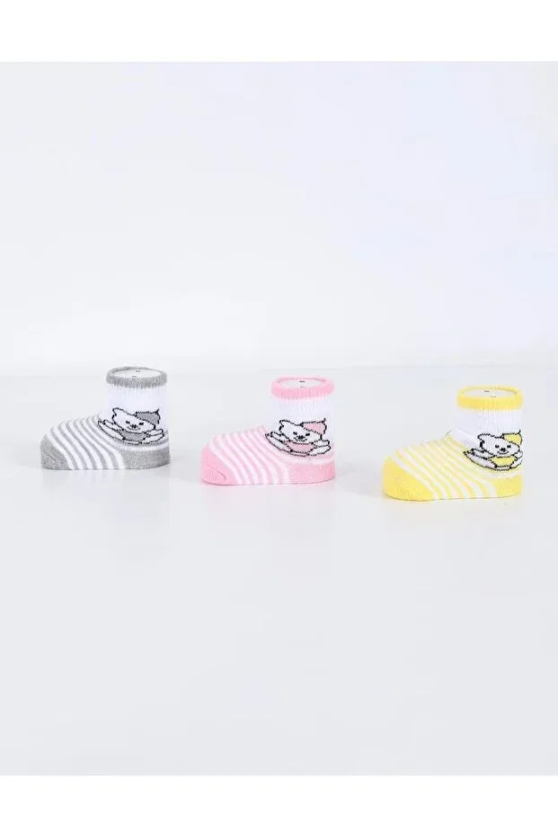 Детские носки для девочек с принтом Colorful bear patterned Butik Lena, White — фото 2