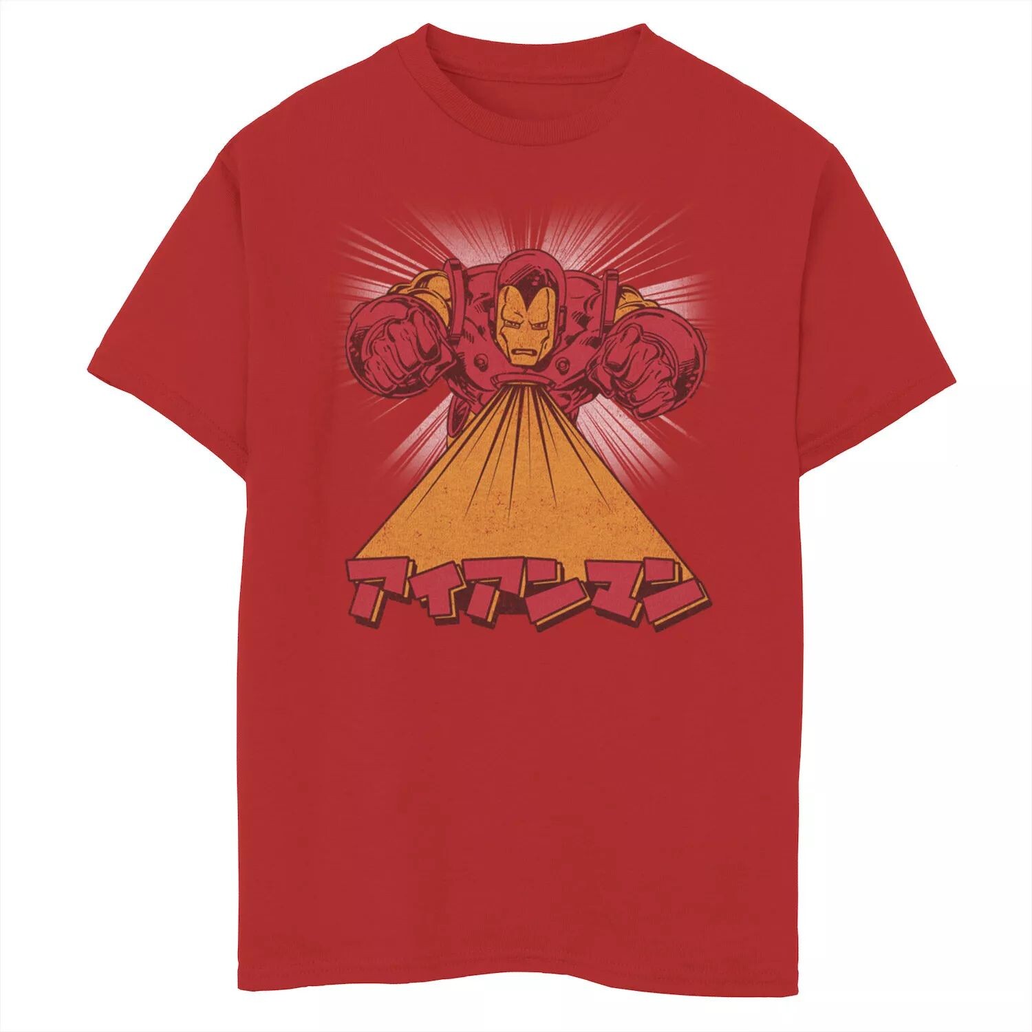

Футболка с рисунком кандзи Fly для мальчиков 8–20 лет, Marvel Avengers, Iron Man, Kanji Fly Marvel, красный