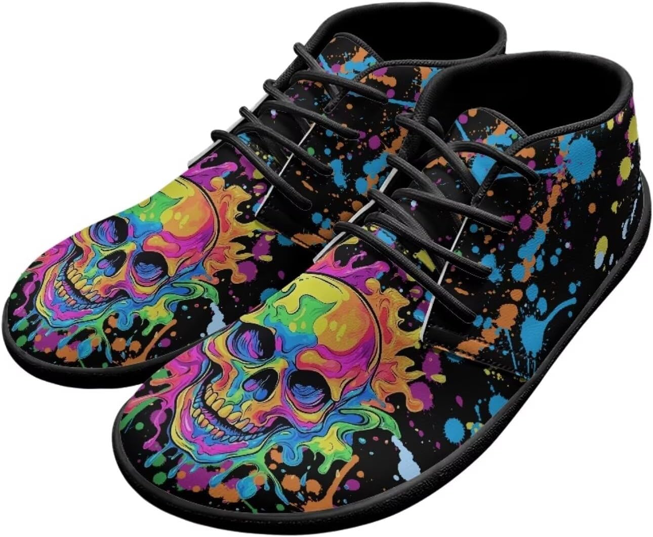 

Мужские кроссовки Men's Skull Barefoot с голой пяткой, с широким носком, для ходьбы, минималистичные кроссовки-тренеры с подошвой без подъема Pointodoor, Skull Paint Splatter