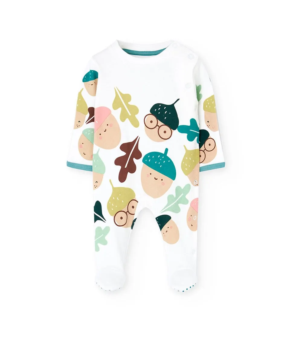 

Хлопковый детский комбинезон с принтом Boboli, белый