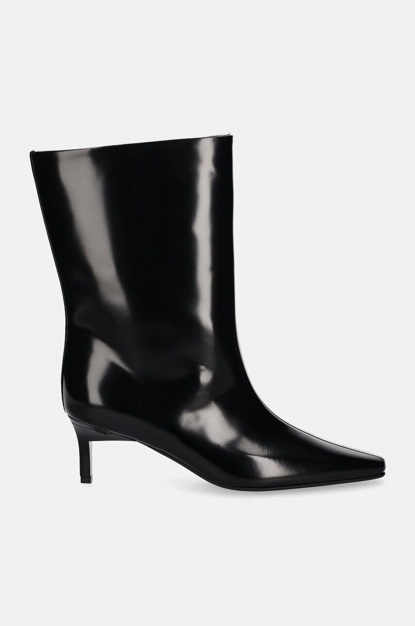 Кожаные ботильоны Calvin Klein HEEL MID BOOT 50 LTH, черный — фото 3