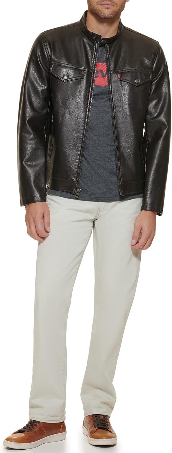 Мужская гоночная куртка Levi's из искусственной кожи, Dark Brown — фото 2