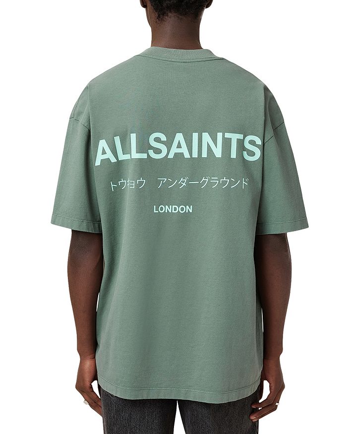 

Футболка с принтом логотипа Underground из органического хлопка ALLSAINTS, зеленый