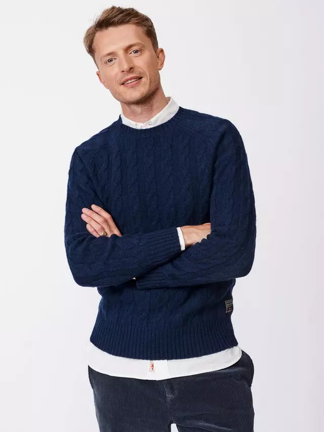 

Джемпер Aubin Woodhall Wool Crew Cable Knit, темно-синий