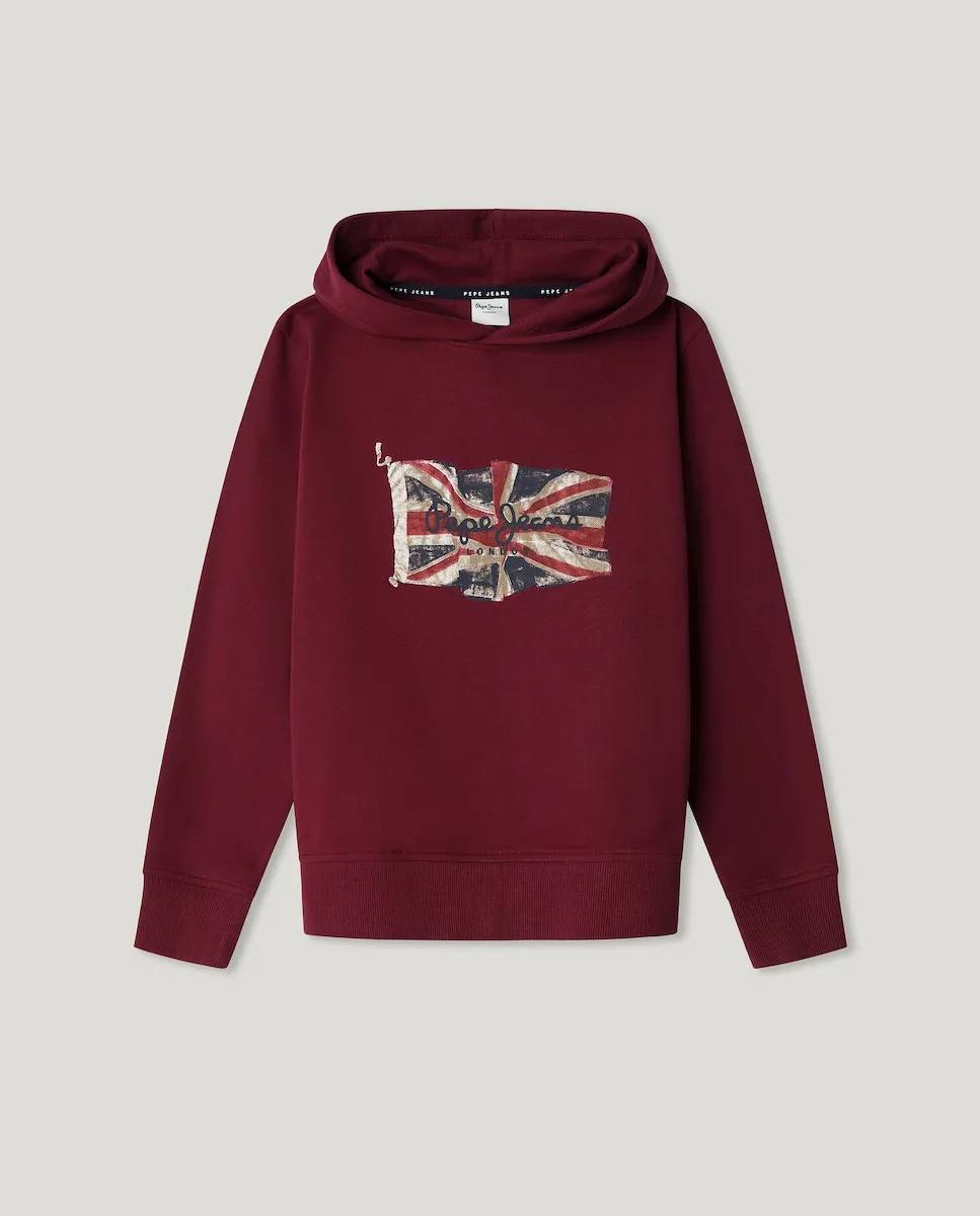 

Детская толстовка с капюшоном и флагом Юнион Джек Pepe Jeans, темно-синий