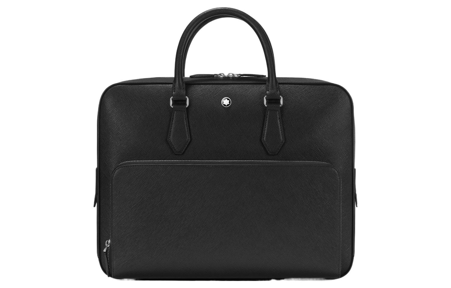 

Кожаная портфельная сумка среднего размера мужская черная MONTBLANC