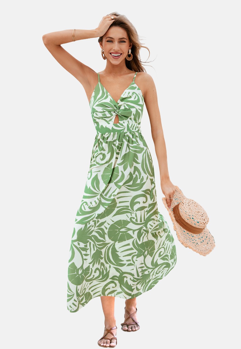 

Повседневное платье ELEGANT FLORAL CUTOUT Cupshe, зеленый