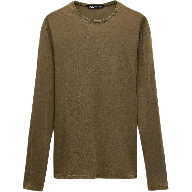 

Футболка с рукавом дроп-шоулдер женская ZARA, оливковый