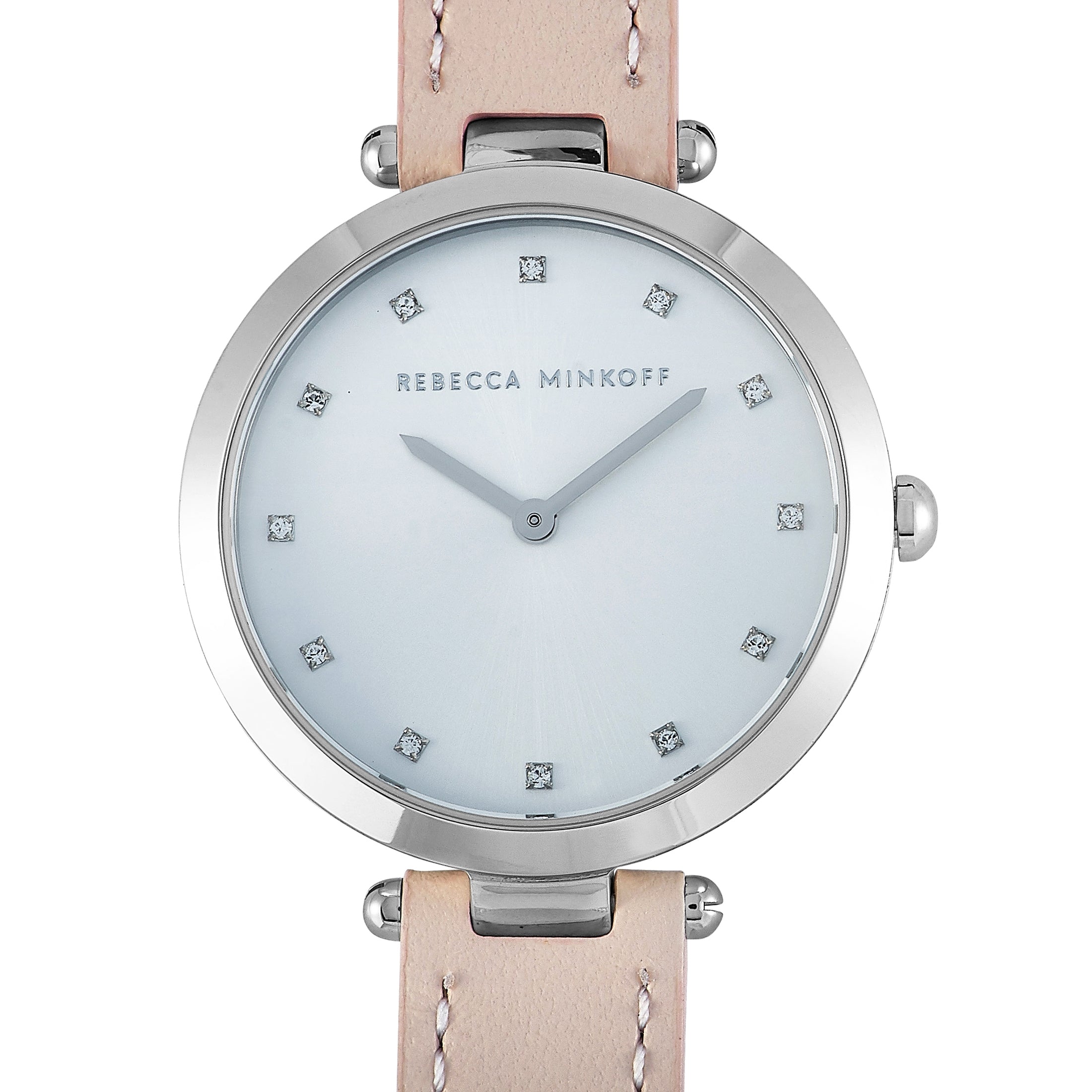 

Часы Rebecca Minkoff Nina с серебристо-розовым кожаным ремешком 2200398