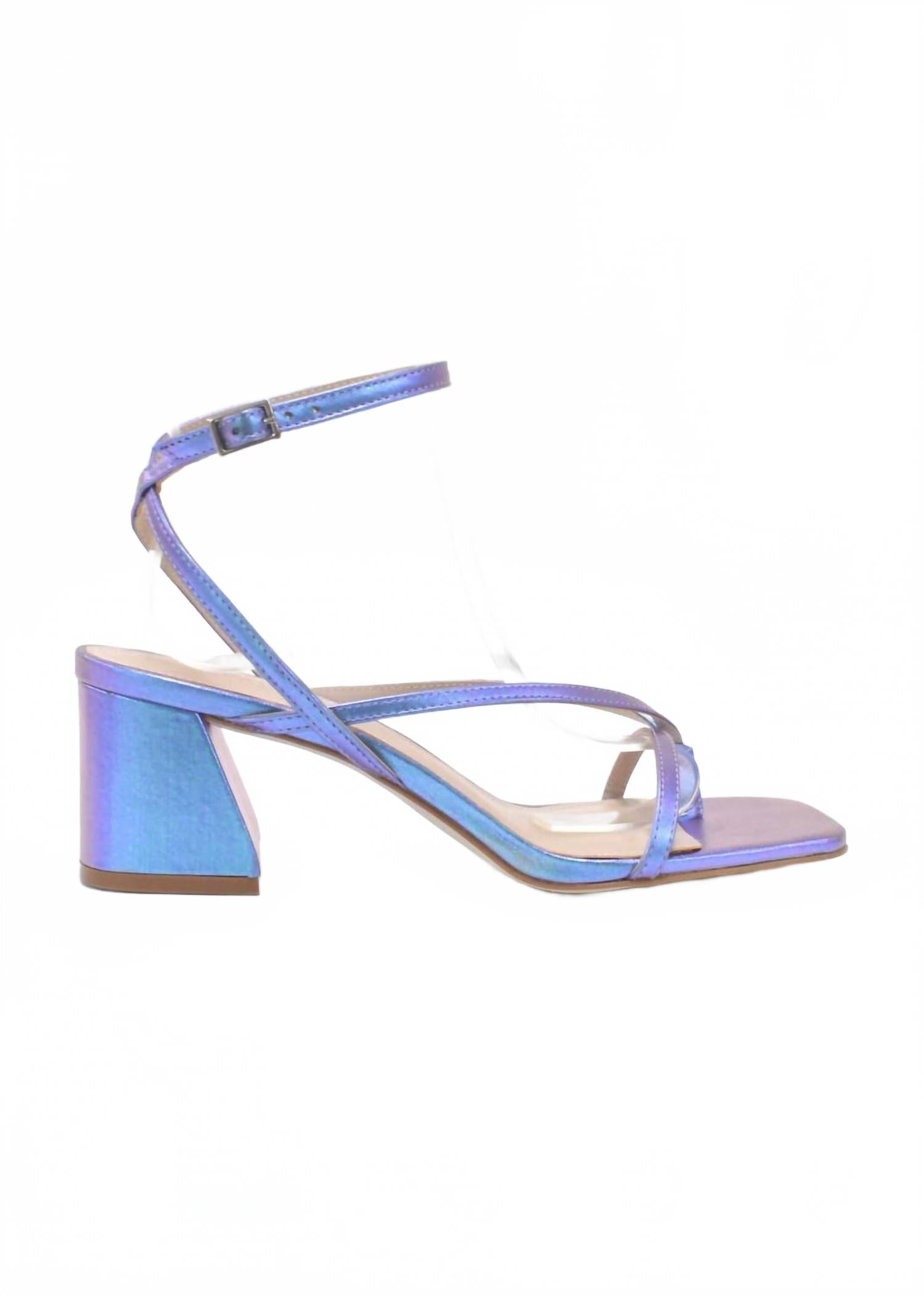 Womens Strappy Heeled Platform Sandal In Iridescent Cocco Miami, Iridescent