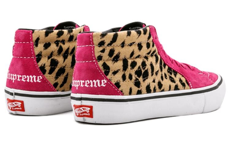 Кроссовки Vans Sk8-Mid Supreme Velvet Leopard Magenta — фото 4
