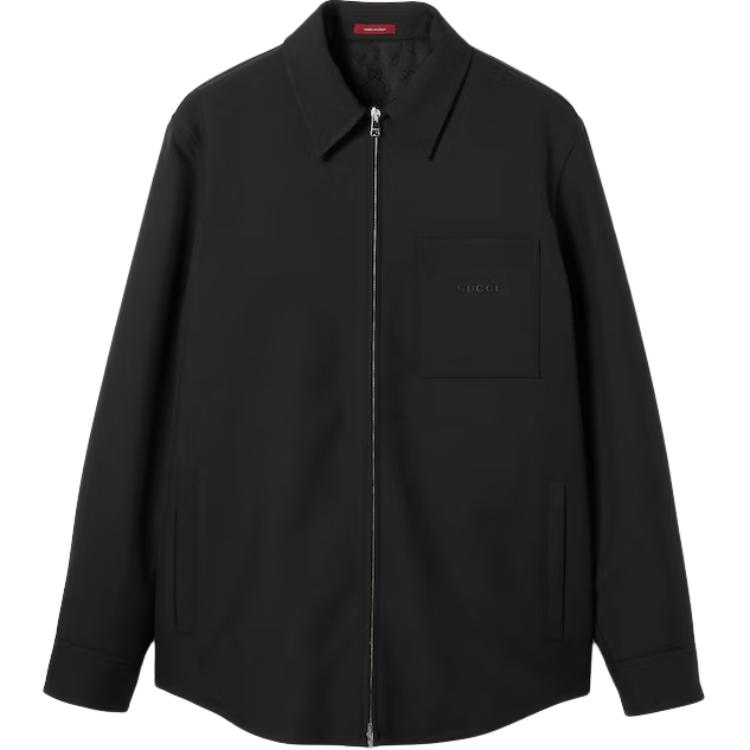

GUCCI Шерстяная твилловая застёгивающаяся рубашка, Black