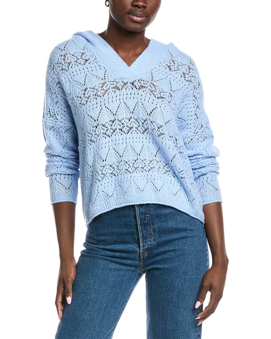 

Осенний кашемировый худи с пайетками и ажурным узором Autumn Cashmere, синий