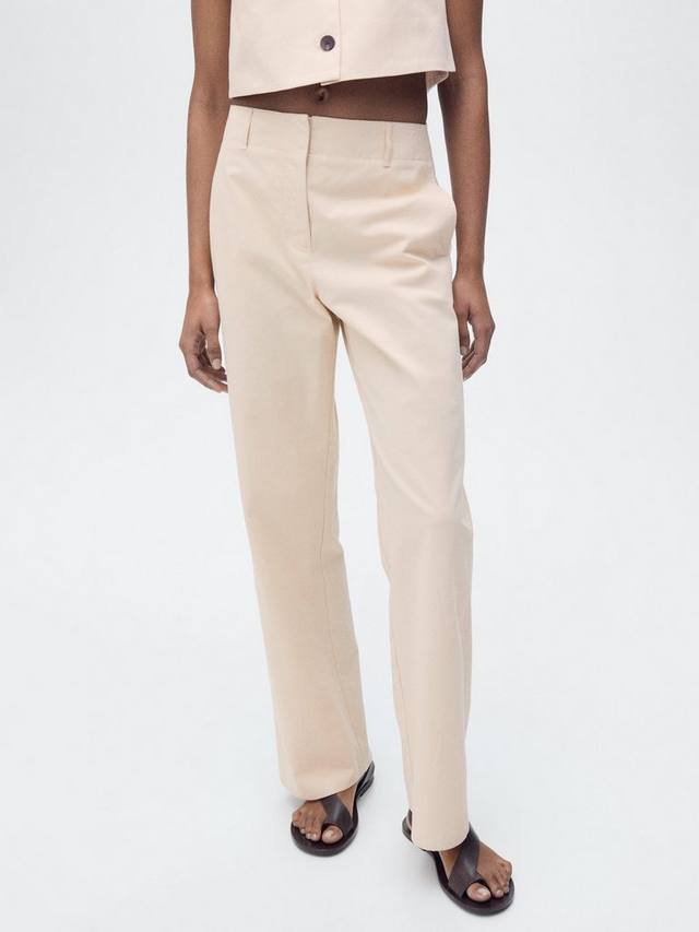 

Хлопковые брюки Padua Tailored Mango, Light Beige