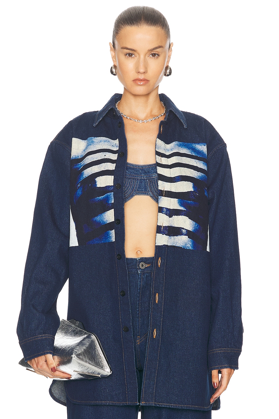 

Джинсовая рубашка с принтом Body Marineree Jean Paul Gaultier, цвет Indigo, Light Blue, & Black