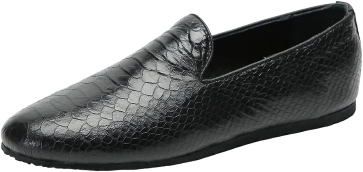 

Мужские слипоны Santimon с имитацией зминой кожи - повседневные и нарядные туфли без шнурков, легкие и гибкие мокасины из кожи, с футляром для путешествий, подходят для вечеринок, деловых поездок и путешествий, черный