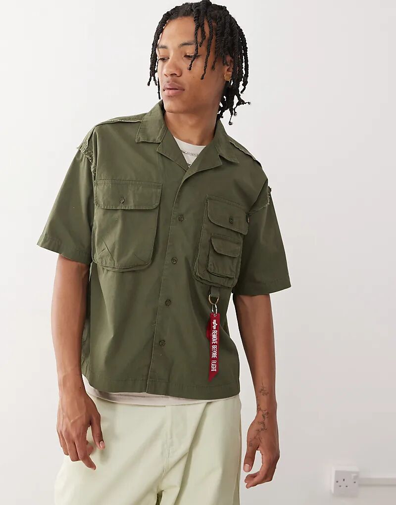 

Рубашка сафари с логотипом Alpha цвета хаки Alpha Industries