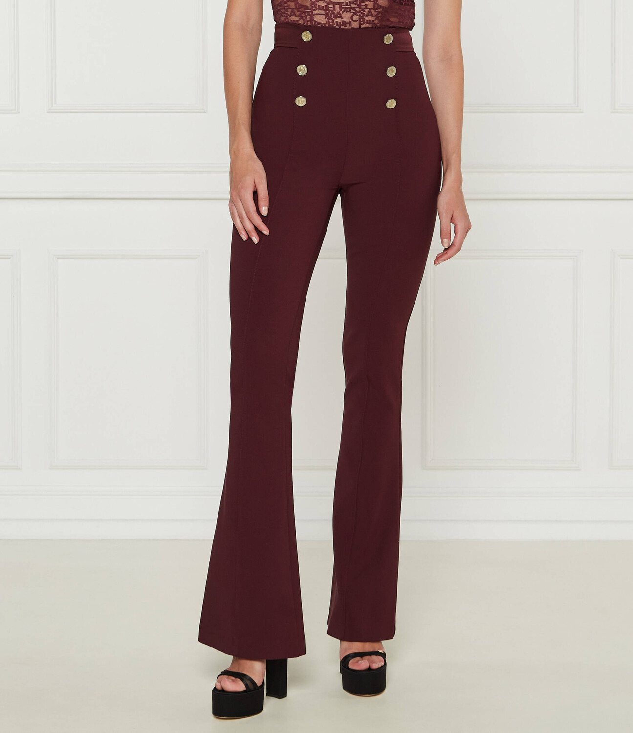 

Брюки Elisabetta Franchi Slim Fit, бордо