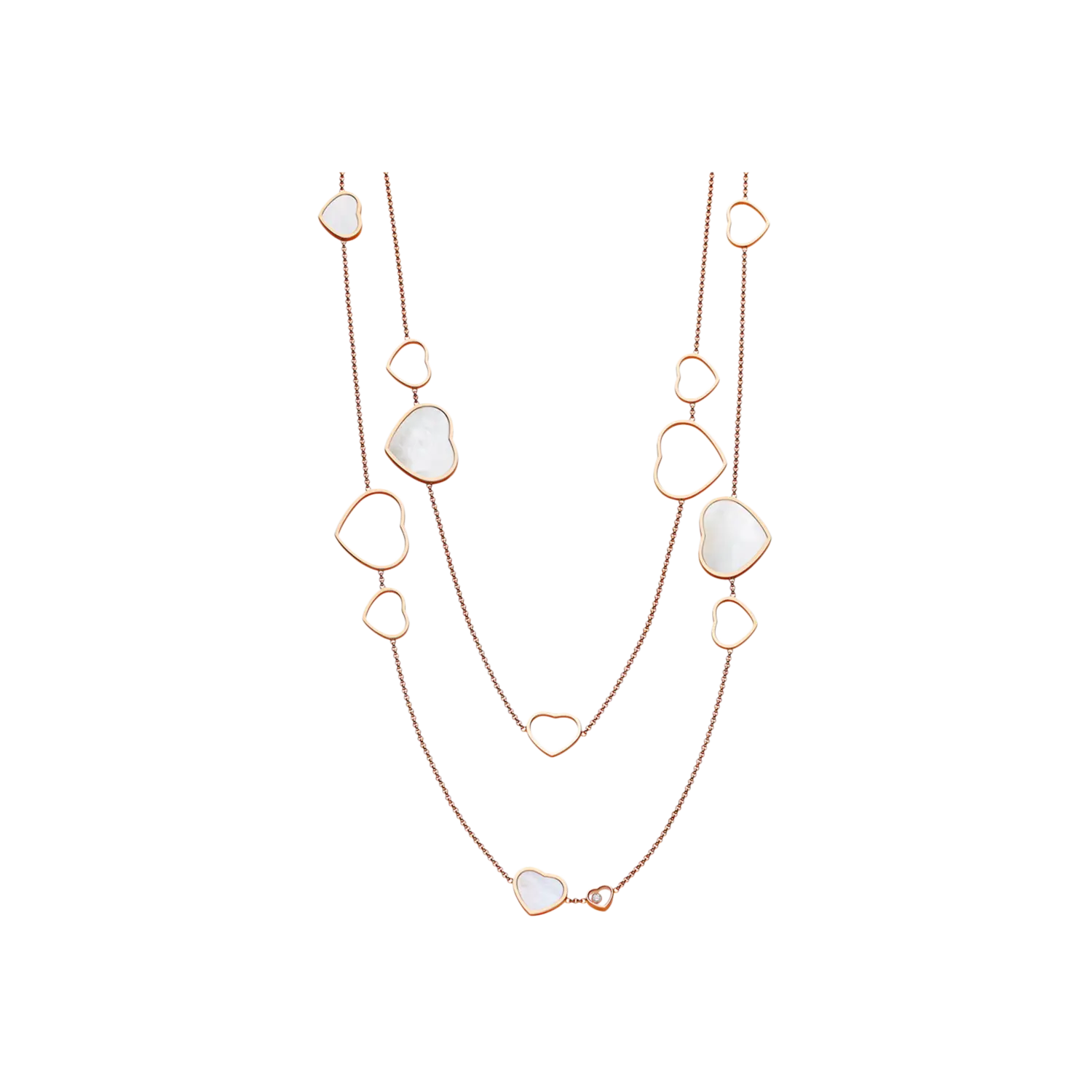 

Длинное колье happy hearts, розовое золото, бриллианты, перламутр Chopard