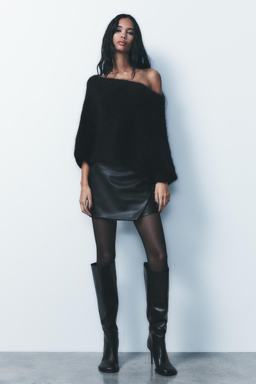 

Юбка из искусственной кожи ZARA, черный