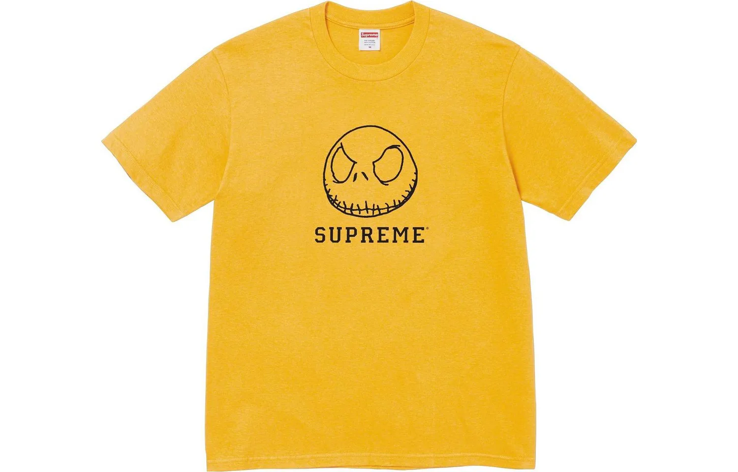 Футболка с принтом скелета из "Кошмара перед Рождеством" Supreme, Mustard Yellow/Mustard