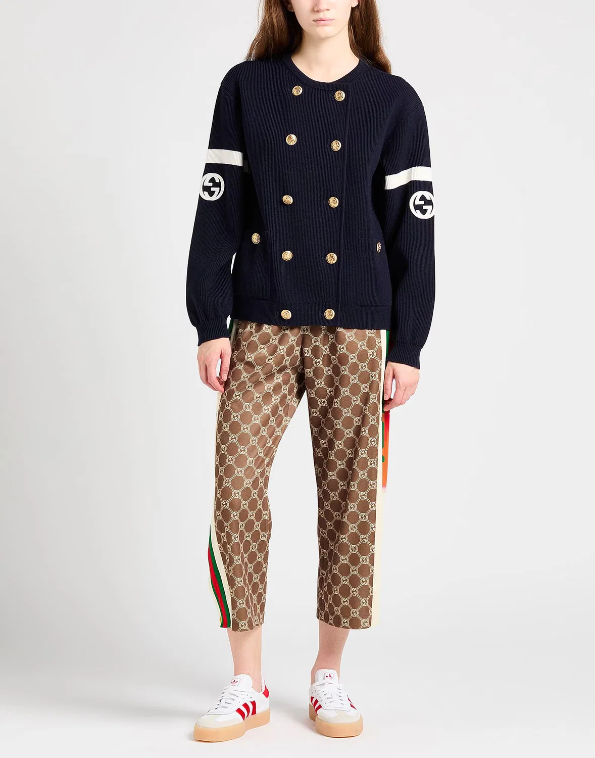Женский кардиган вязаный с длинным рукавом Gucci, темно-синий — фото 4