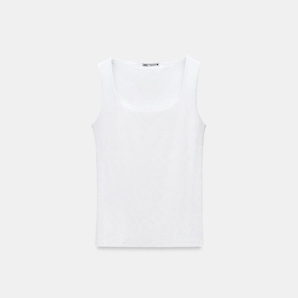

Футболка Zara Wide Strap Polyamide, белый