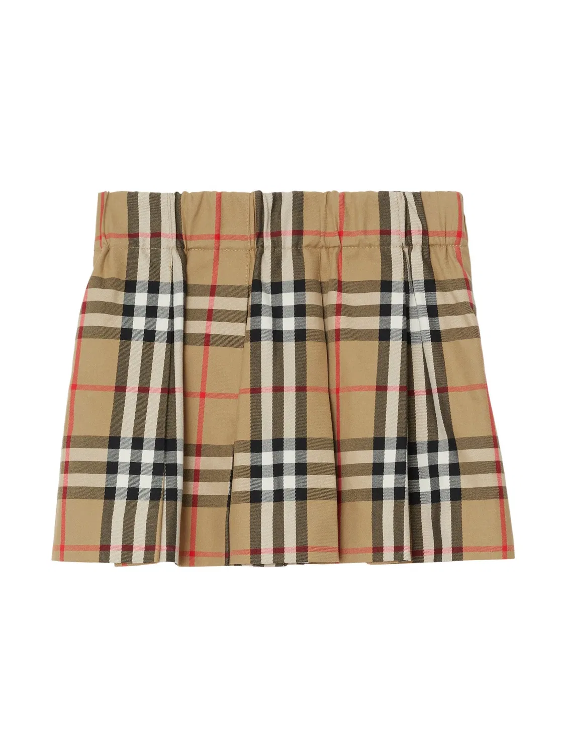 Плиссированная юбка в клетку из хлопка Burberry, архивный бежевый/многоцветный
