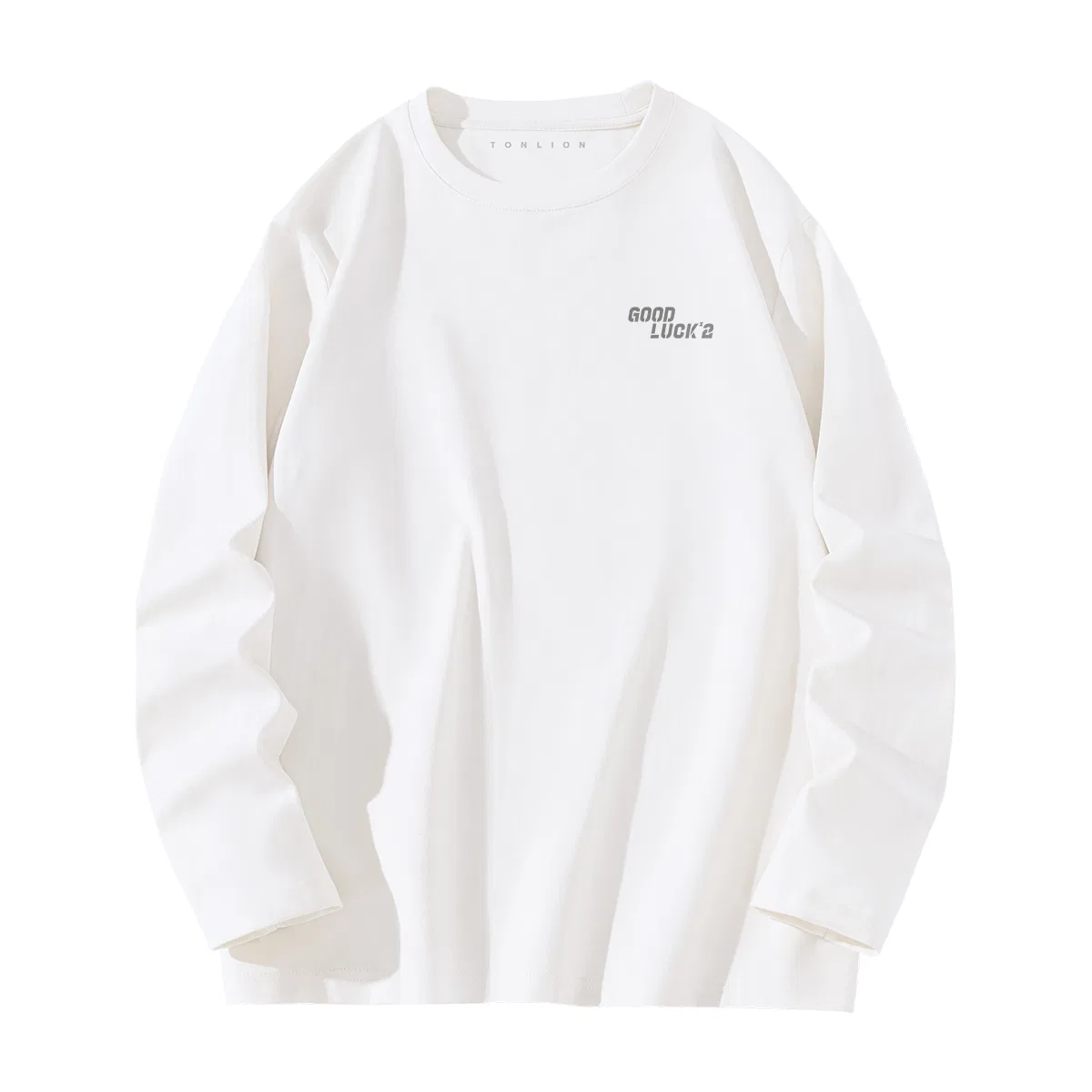 Детская футболка с длинным рукавом Tonlion, Цвет: 100% Cotton Khaki (Double Luck Chest Logo) — фото 3