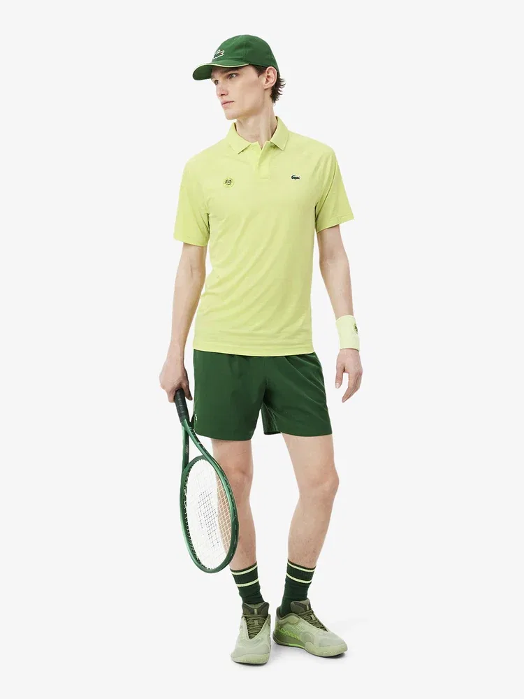 Футболка поло с контрастным воротником, модель Roland Garros AOP LACOSTE, Apple Green — фото 4