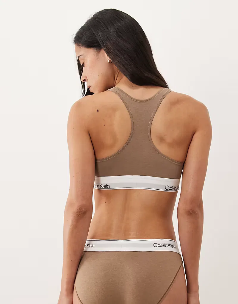 Бралетт Calvin Klein Icon из хлопка и модала без подкладки, коричневый — фото 4