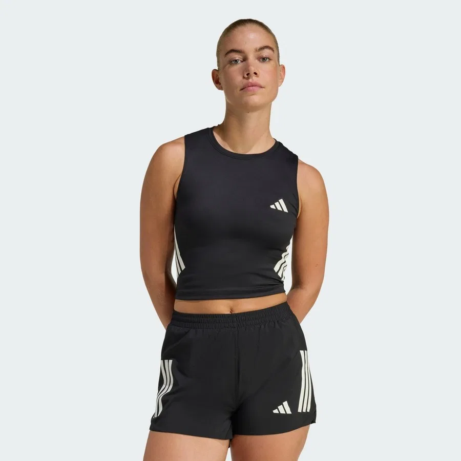 Женский топ для бега с принтом Iconic Running Crop Tank adidas, Белый