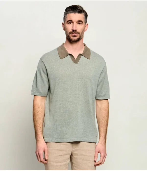 Мужское поло свободного кроя из льняной смеси Polo Johny Calvin Klein, Pistacchio