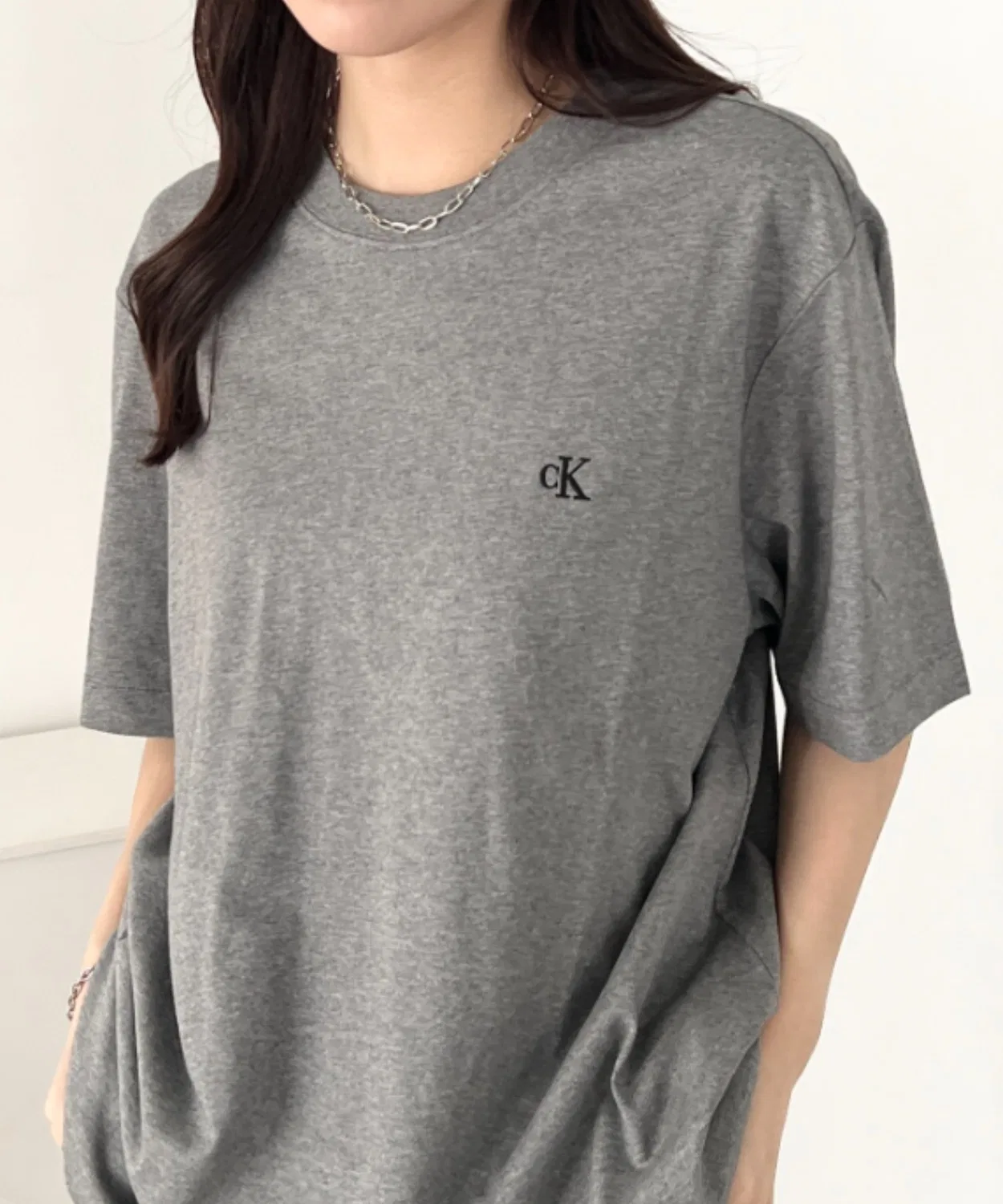 Мужская футболка с коротким рукавом из хлопка Calvin Klein Easy Monogram Tee, Серый