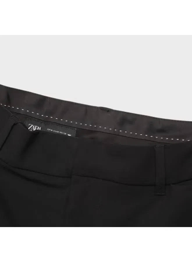 Брюки широкие мягкие комфортные Zara, черный — фото 4