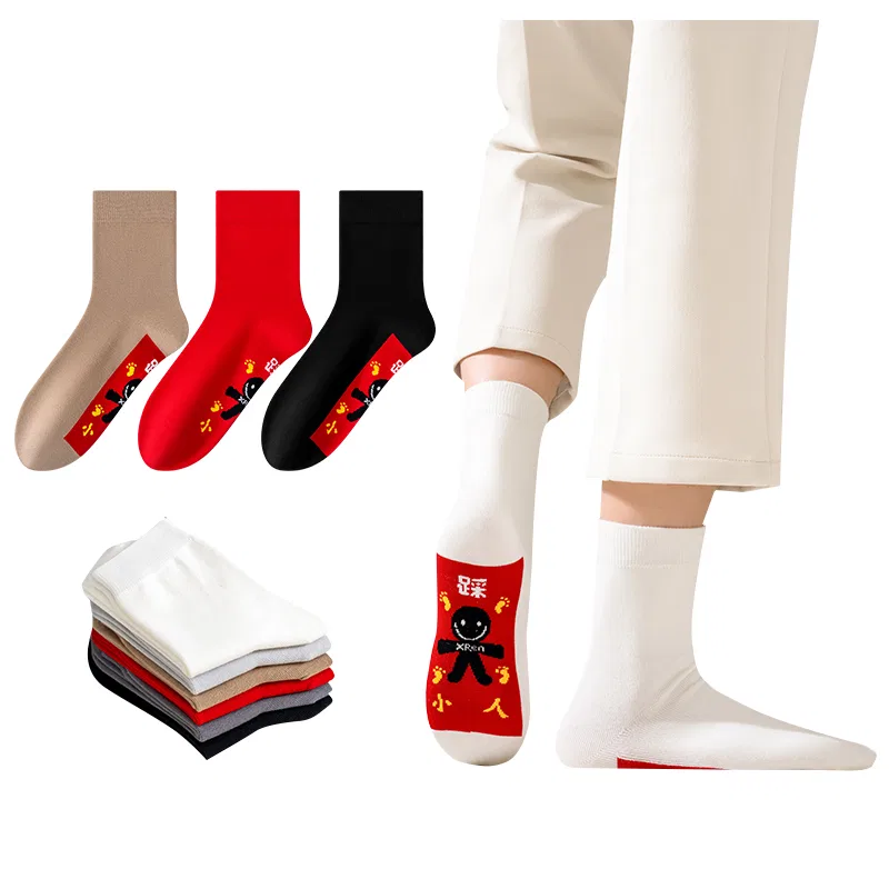 Детские носки с принтом, комплект из 3 пар, Khaki Red Black, MIIOW