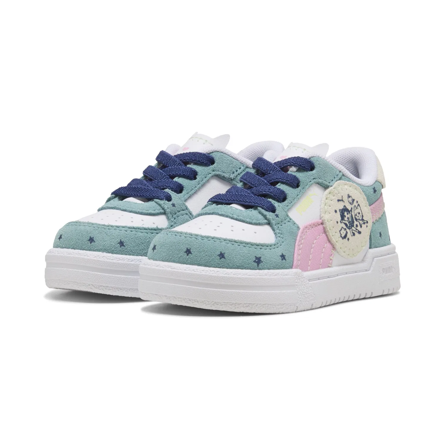 Детские кожаные кроссовки с эластичными шнурками PUMA, White Pink Shimmer