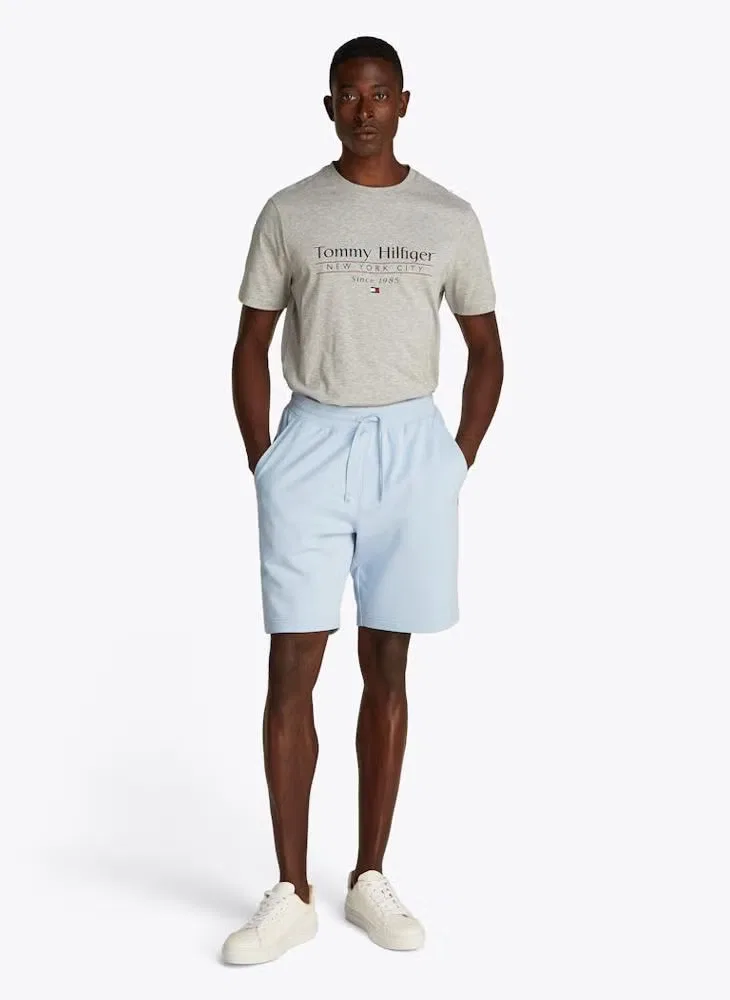 Шорты из футера с флаговой вышивкой Tommy Hilfiger, синие — фото 4