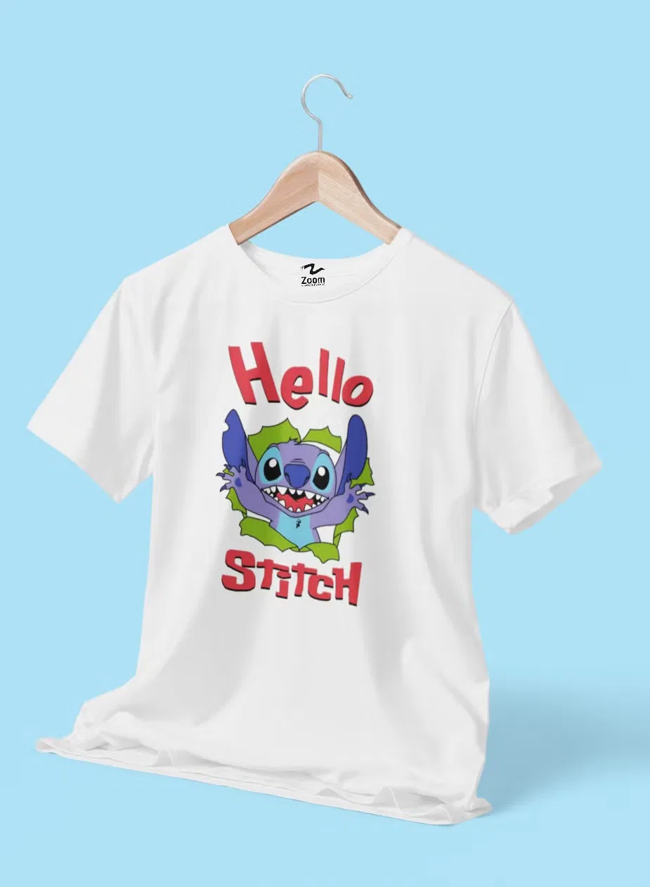 Футболка с принтом Hello stitch для детей Zoom, белый
