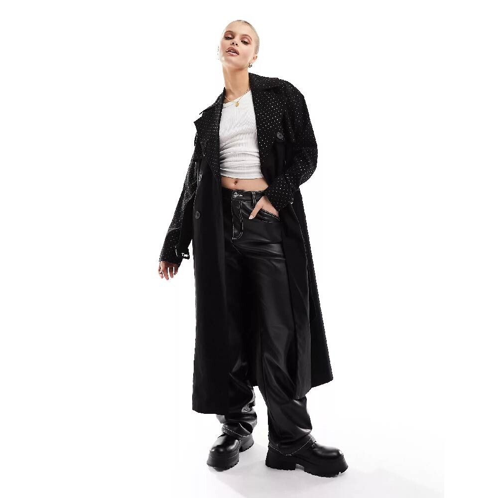 

Пальто River Island Studded Trench, черный