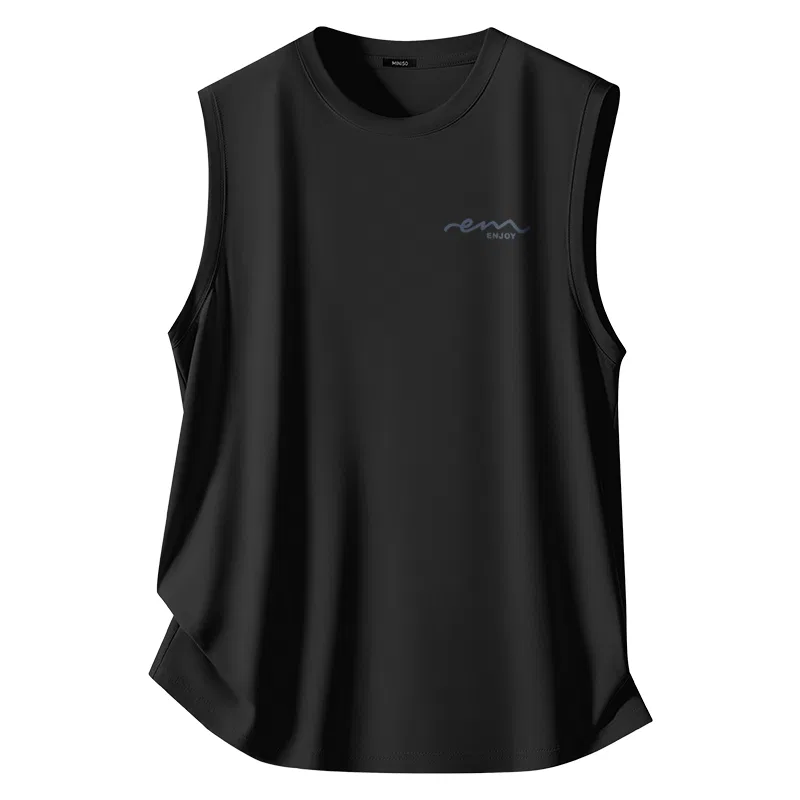 Детский топ без рукавов MINISO, Ice Silk Mesh Hole Breathable Black (Ink Blue Flowing Chest Logo)