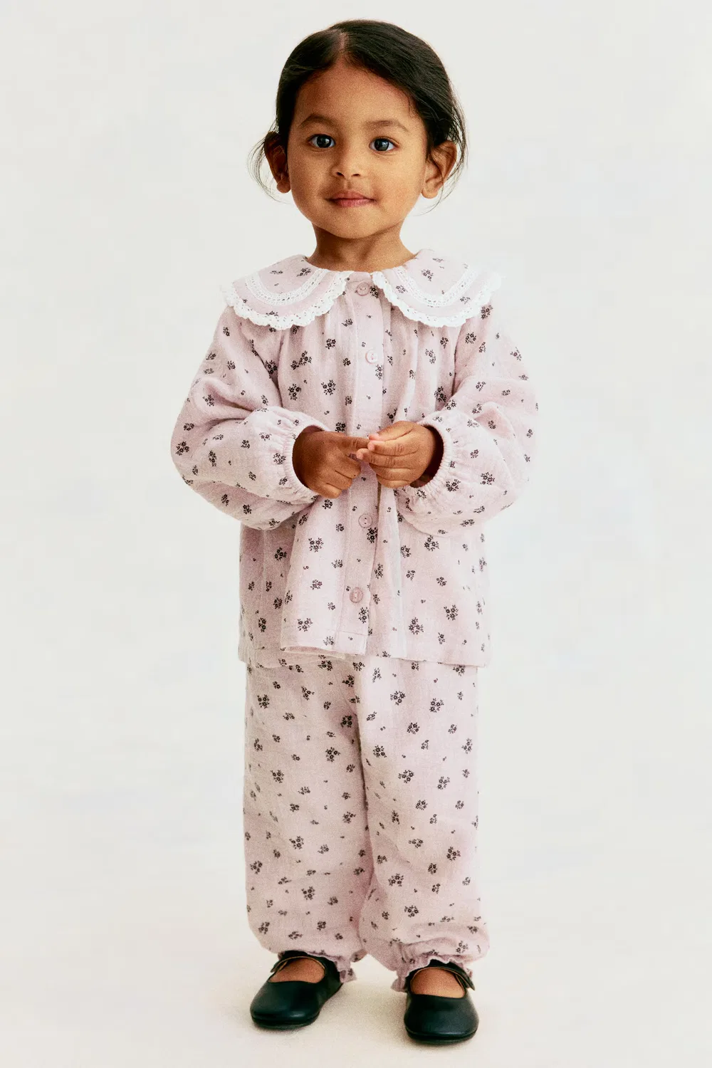 Комплект из двух предметов из хлопка с узором H&M, Helles Mattlila/Geblümt