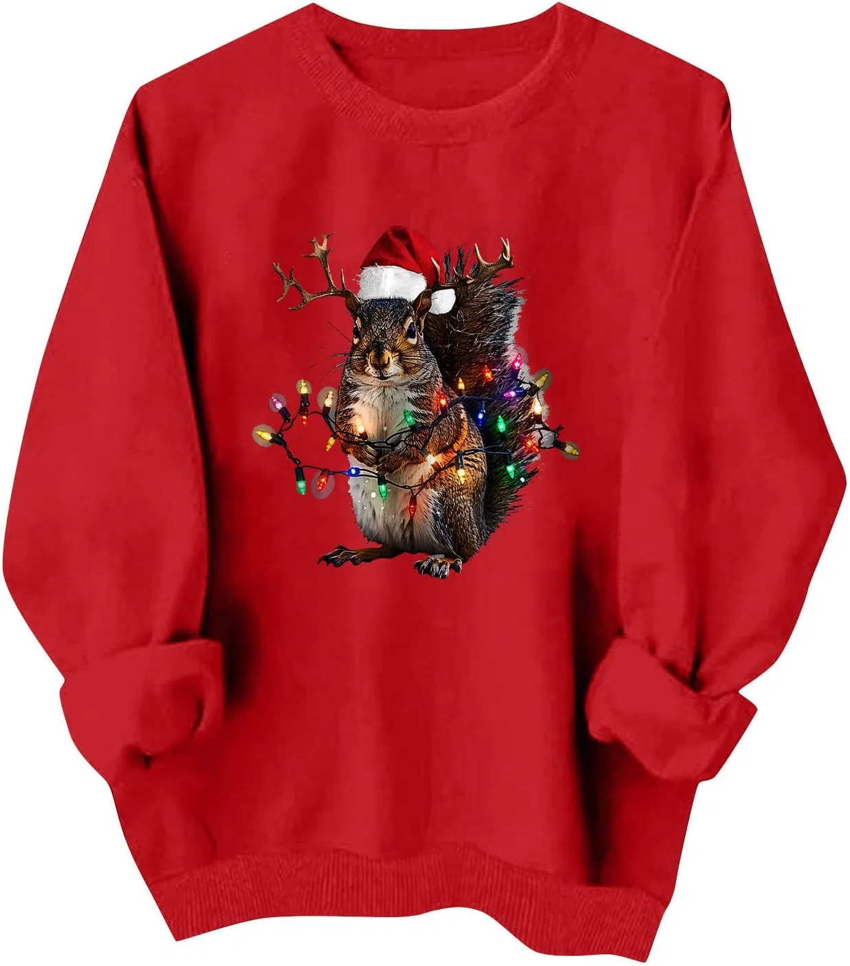 Женский свитшот с принтом Christmas Pullover, A#04 Red — фото 4