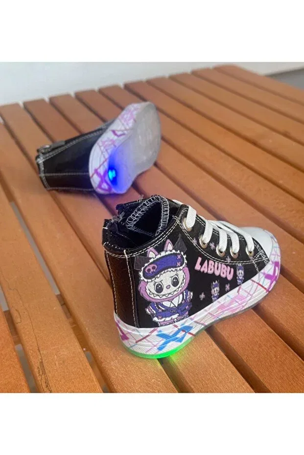 Детские повседневные туфли для девочек на шнуровке Surpie Shoes, Черный — фото 3