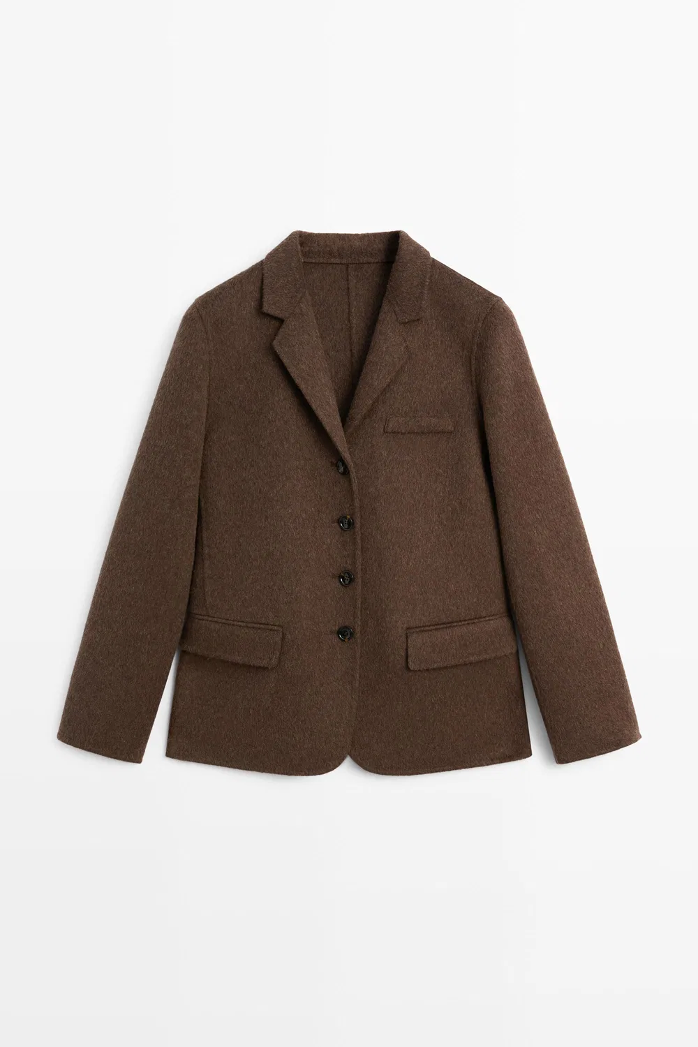 Блейзер Massimo Dutti, из смесовой шерсти, коричневый — фото 2