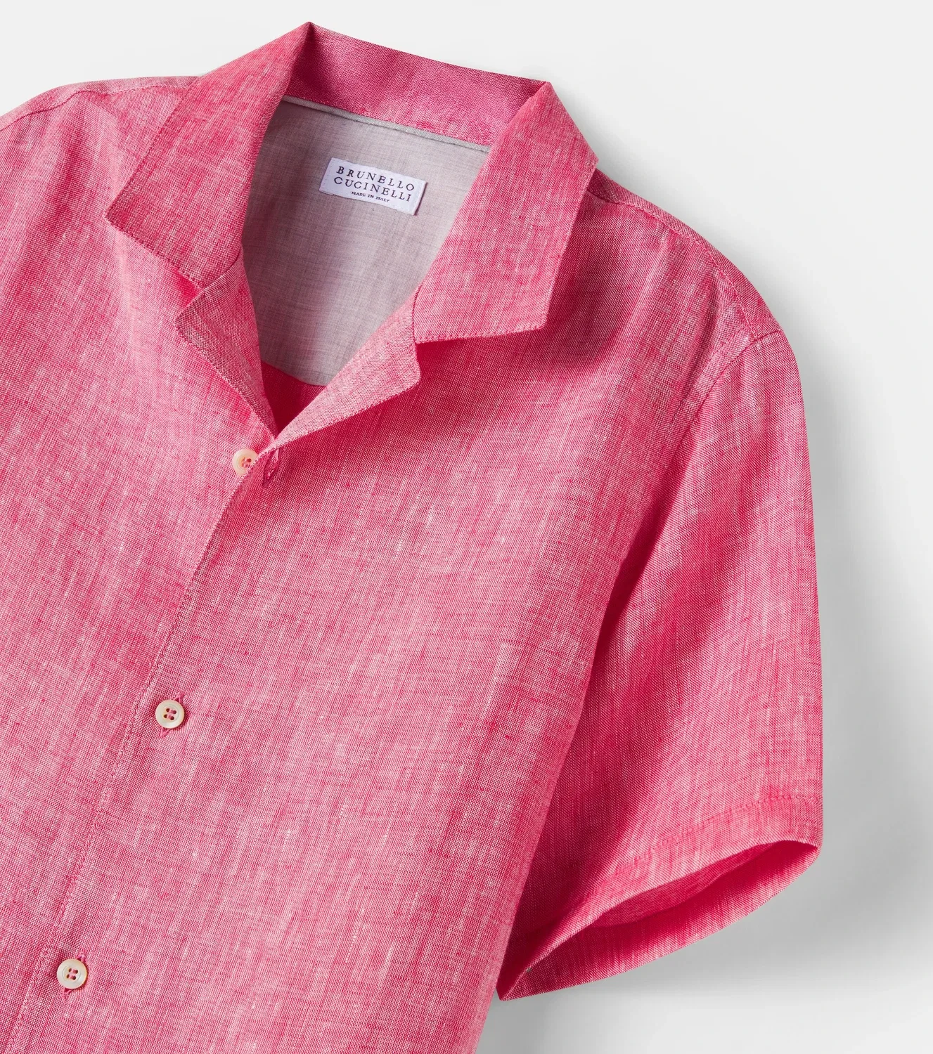 Рубашка из льна Brunello Cucinelli Kids, красный — фото 3