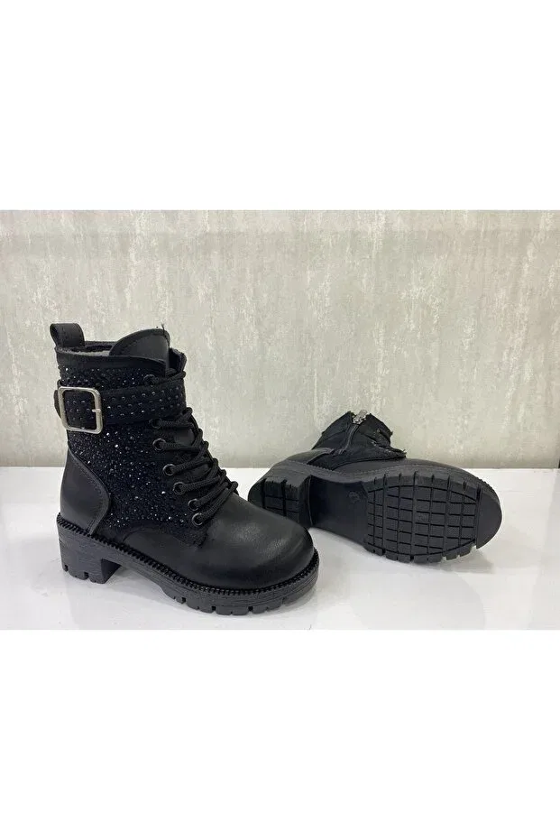 Детские ботинки для девочек на платформе Galya Shoes, Black Leather Suede — фото 4