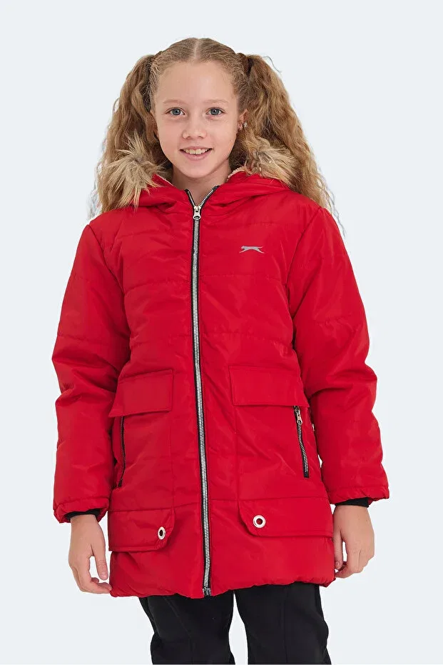 Детское пальто для девочек с капюшоном Camelia Slazenger, Red